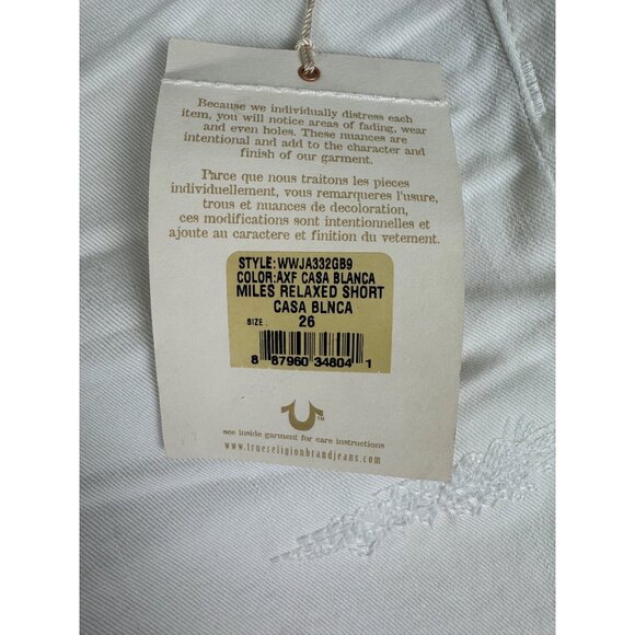 True Religion Womens Relaxed White Miles Relaxed Shorts Size 26 NWT - Picture 5 of 16
